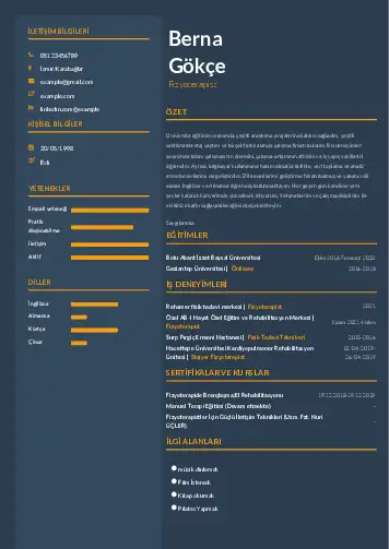 Fizyoterapist Cv Örnekleri cv indir